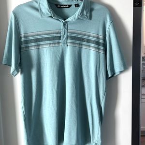 Travis Mathew Golf Polo Teal Green Medium Tonal Stripes